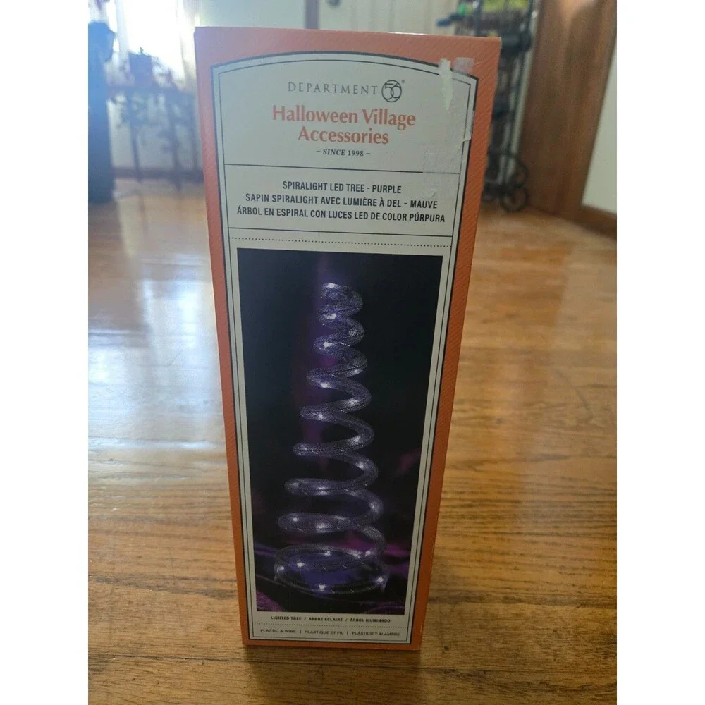 Dept 56 Halloween Village Accessory Spiralight LED Purple Tree NIB